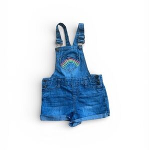 Freestyle Blue Denim Overalls with Rainbows Girls Size 6